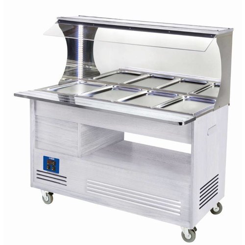  HorecaTraders Bain Marie Wandbuffet 4 x 1/1 GN Wit 