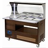 HorecaTraders Buffet mural Bain Marie 4 x 1/1 GN Wengé