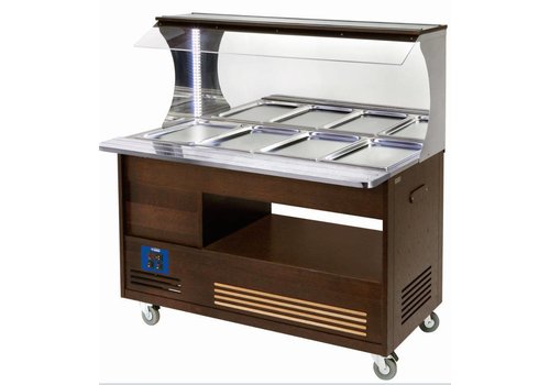  HorecaTraders Buffet mural Bain Marie 4 x 1/1 GN Wengé 
