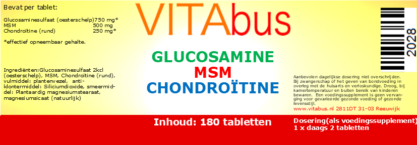 Vitabus Glucosamine MSM Chondroitine  180 tabletten