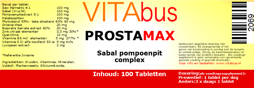 Vitabus ProstaMax 100 vegetarische tabletten