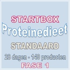 28 dagen FASE 1 startbox voor een standaard proteinedieet. Weekprijs = 57,38 euro/week
