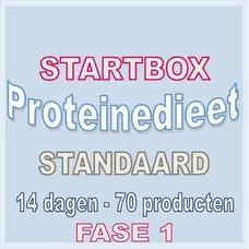 14 dagen FASE 1 startbox voor een standaard proteinedieet. Weekprijs = 60,92 euro/week