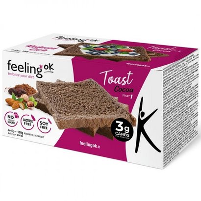 Feeling OK Proto toast cacao of chocolade 4x40g (= 4 zakjes a elk 4 toast)
