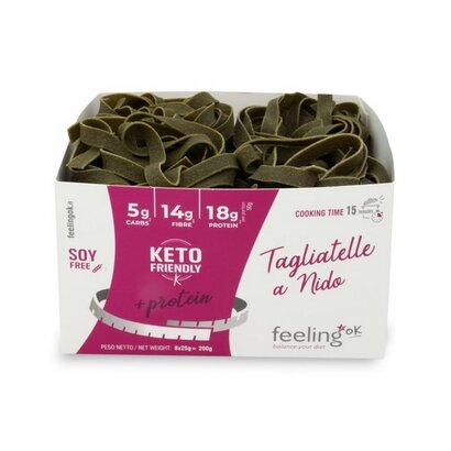 Feeling OK Koolhydraatarme Proteïne Tagliatelle a nido Spinach 200 gram