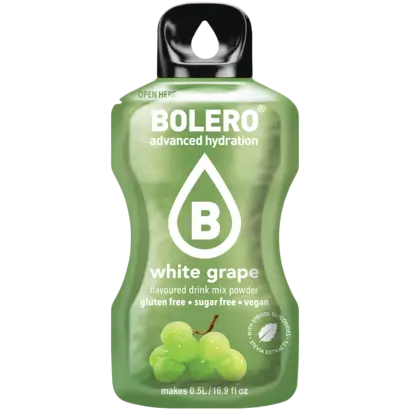 Bolero drink mix white grape (12 sticks): koolhydraatarme limonade in witte druiven smaak