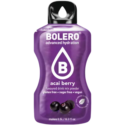 Bolero drink mix Acai Berry (12 sticks): koolhydraatarme limonade in acai bessen smaak