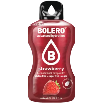 Bolero drink mix Strawberry (12 sticks): een koolhydraatarme limonade in aardbeien smaak