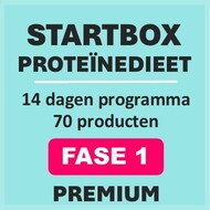 14 dagen FASE 1 startbox voor een premium proteinedieet. Weekprijs = 68,95 euro/week