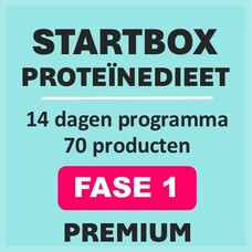 14 dagen FASE 1 startbox voor een premium proteinedieet. Weekprijs = 68,95 euro/week