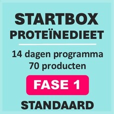 14 dagen FASE 1 startbox voor een standaard proteinedieet. Weekprijs = 64,95 euro/week