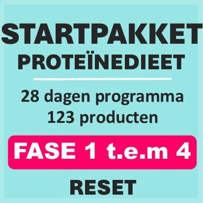28-dagen RESET startpakket: een versneld proteïnedieetprogramma waarin je fase 1 tot en met fase 4 doorloopt.