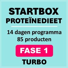 14 dagen FASE 1 startbox voor een Turbo proteinedieet. Weekprijs = vanaf 69,75 euro/week