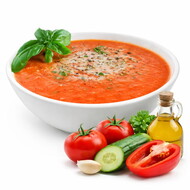 Proteïne gazpacho (koude of warme tomatensoep)
