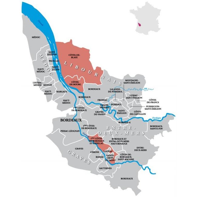1-fles wijnkist Château Baracan - Côtes de Bordeaux, Frankrijk