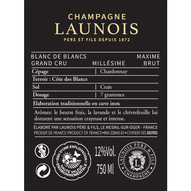 Millésime Maxime Grand Cru Champagne Launois Père et Fils - Mesnil-sur-Oger, Champagne, Frankrijk
