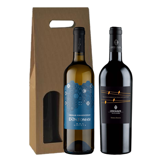 2-fles geschenk Grillo-Chardonnay Don Tomasi & Terra Damia Odoardi - Sicilië/Calabrië, Italië