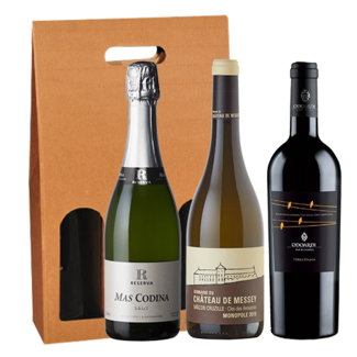 3-fles geschenk Mas Codina Cava & Bourgogne Blanc & Terra Damia Odoardi - Penedès/Bourgogne/Calabrië