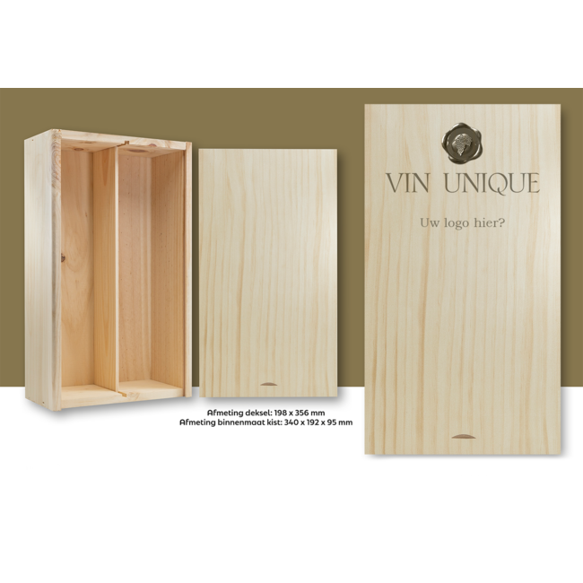 Houten wijnkistje met logo gelaserd