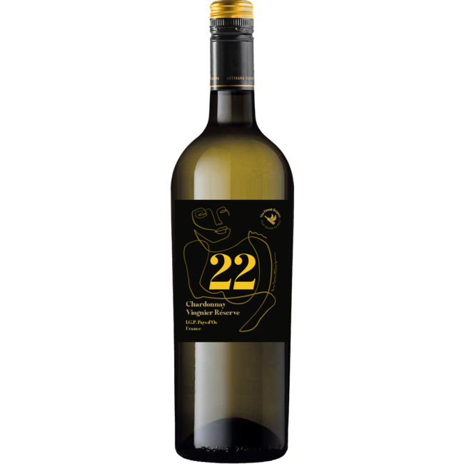 2-fles wijnkist The Finest Grapes Nr. 22 Chardonnay-Viognier en Nr. 44 Merlot-Cabernet - Pays d'Oc, Frankrijk