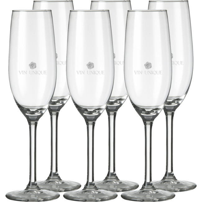 Champagneglazen met opdruk Vin Unique 6 stuks à 21 cl