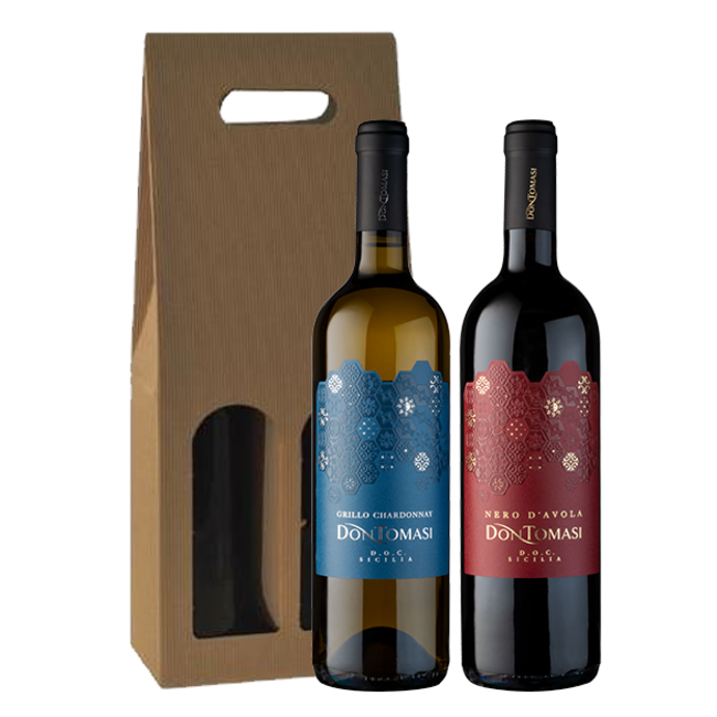 2-fles geschenk Grillo-Chardonnay & Nero d'Avola Don Tomasi - Sicilië, Italië
