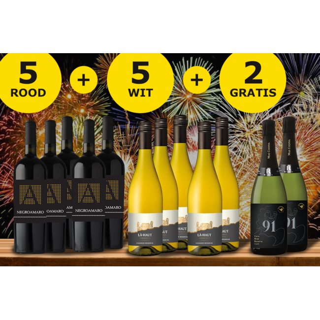 Feestdagen Pakket bestaande uit 10 flessen wijn + 2 flessen Cava