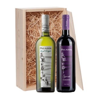 Paladin 2-fles wijnkist Paladin Syrah & Pinot Grigio - Veneto, Italië Paladin 2-fles wijnkist Paladin Syrah & Pinot Grigio - Veneto, Italië
