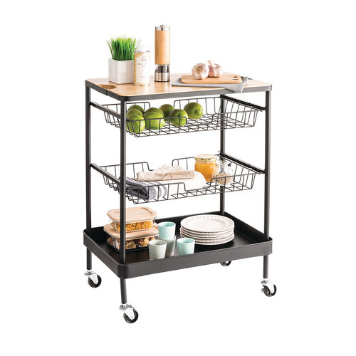 Five® Metalen trolley met houten blad Five® Five® Metalen trolley met houten blad Five®