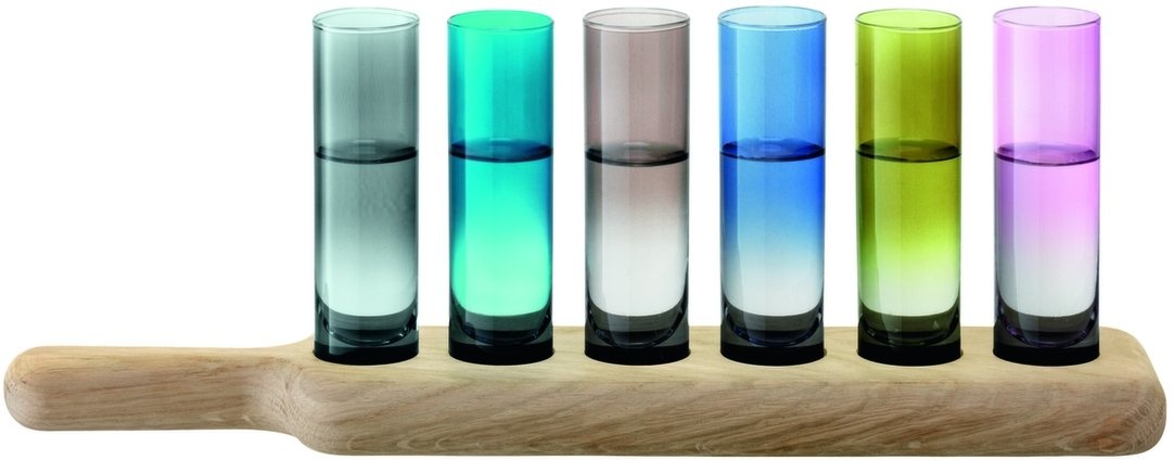 L.S.A. Paddle Wodka Set met Serveerplank Set van 6 Stuks Assorti