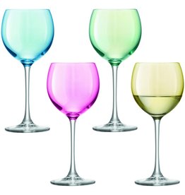 L.S.A. Polka Wijnglas 400 ml Set van 4 Stuks Assorti