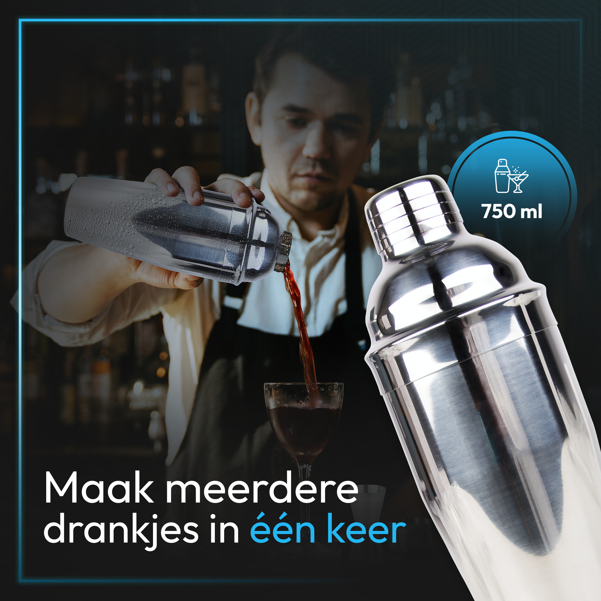 DOUBLE MMM Bartender Cocktailset - Rvs- 18delig. Met Coctail Recepten App