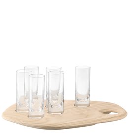 L.S.A. Palette Shotset 10 Glazen met Onderbord Hout
