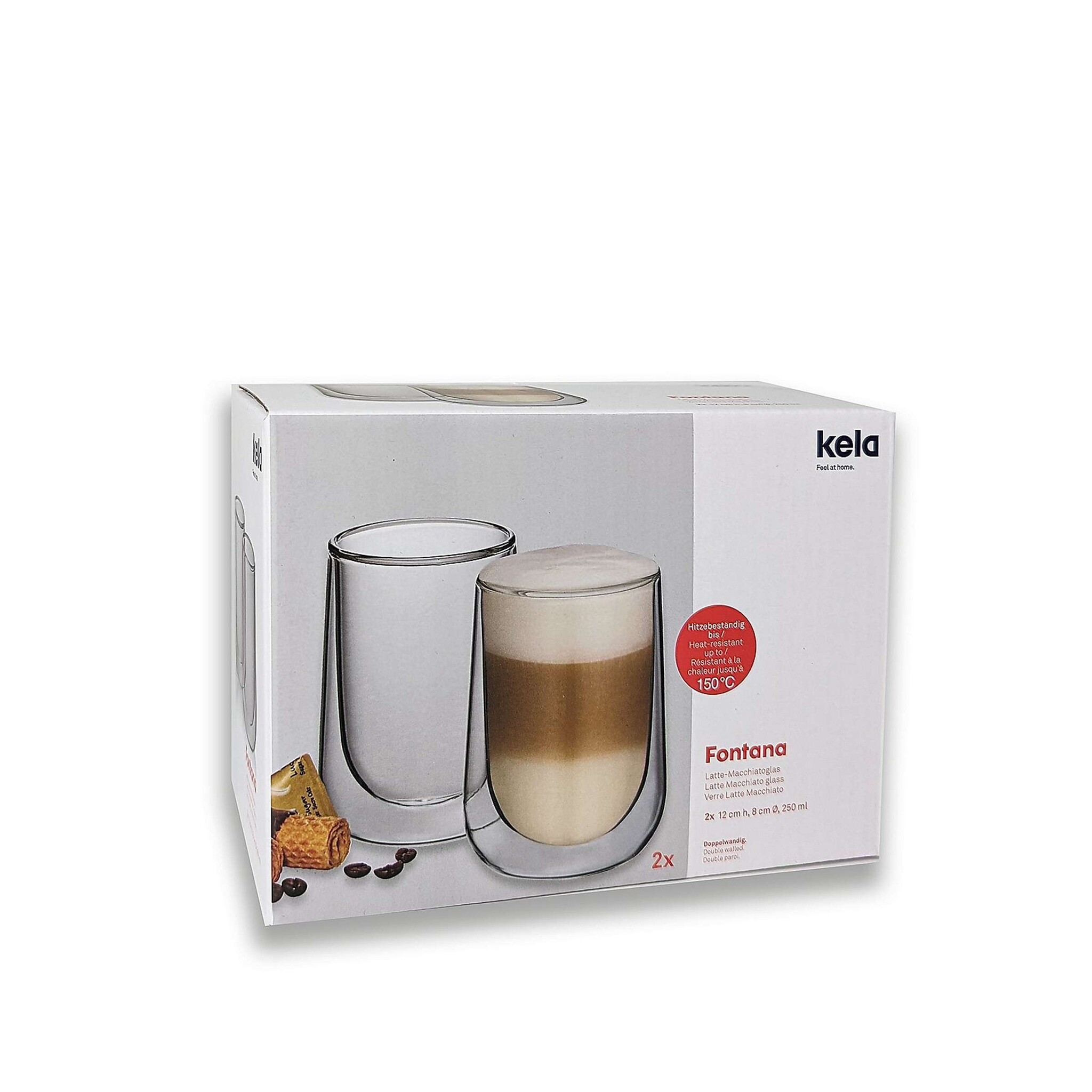 Kela Keuken Fontana Latte Macchiatio Glas 250 ml Satz von 2 Stück