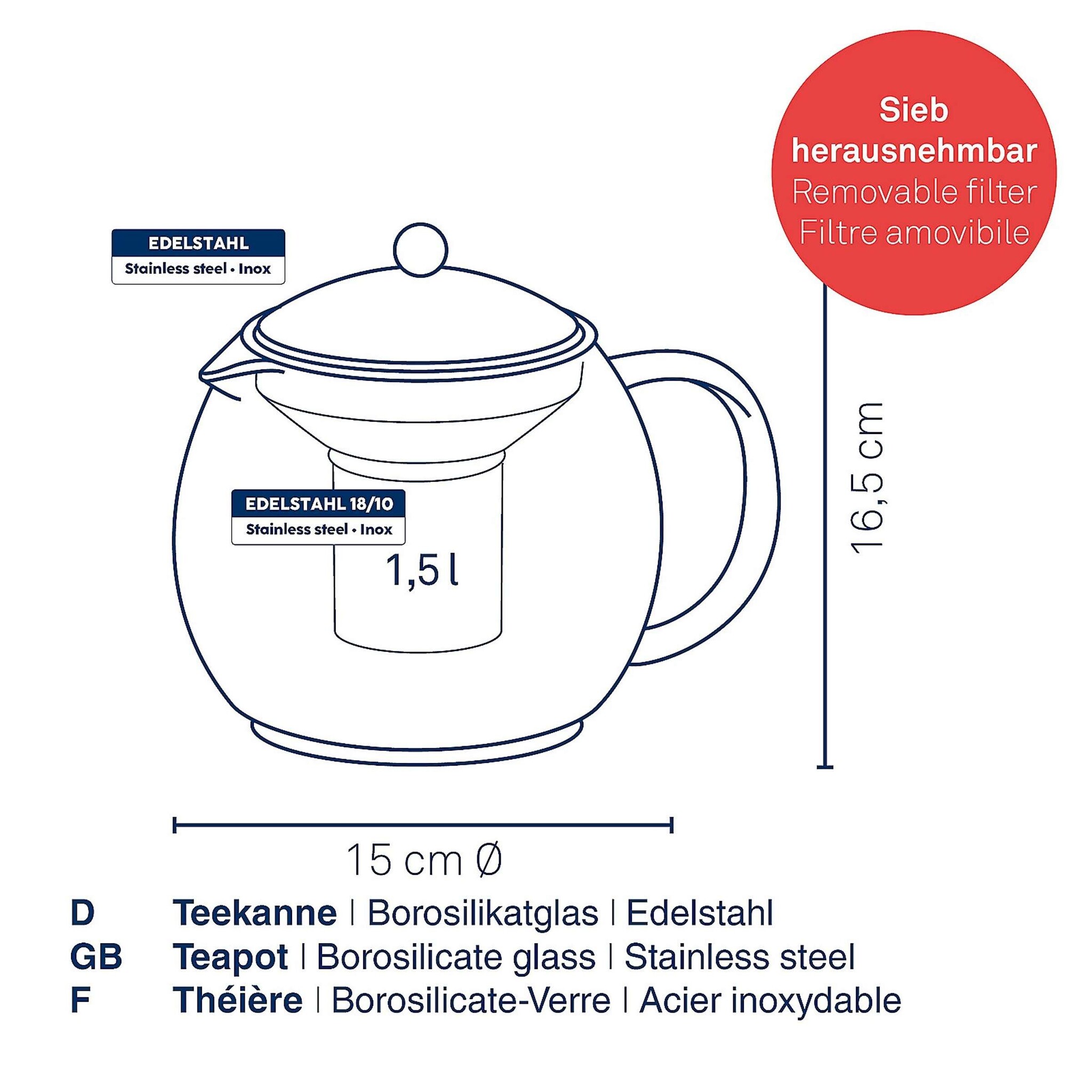 Kela Keuken Cylon Theepot met Filter 1,5 liter