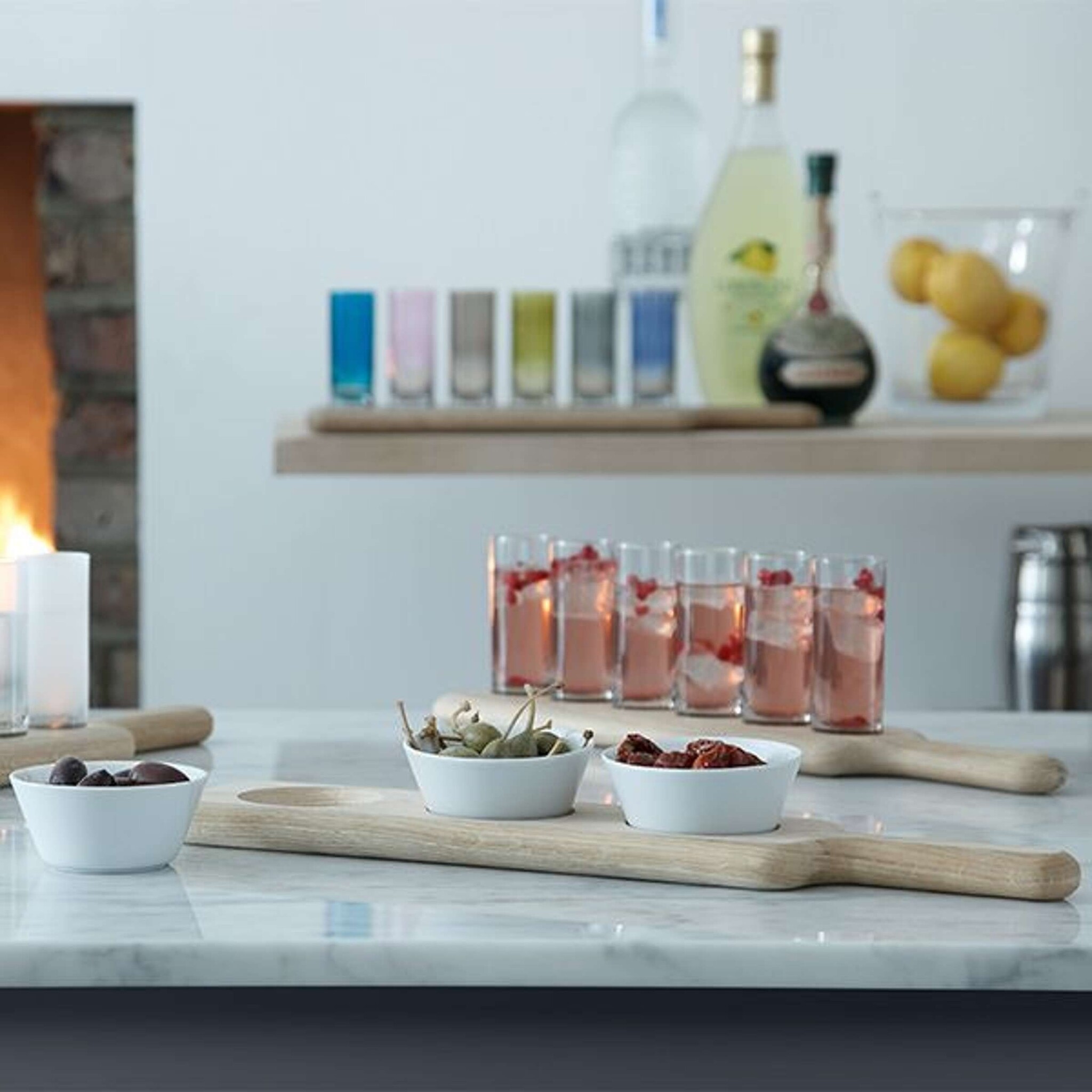 L.S.A. Paddle Wodka Set met Serveerplank Set van 6 Stuks Assorti