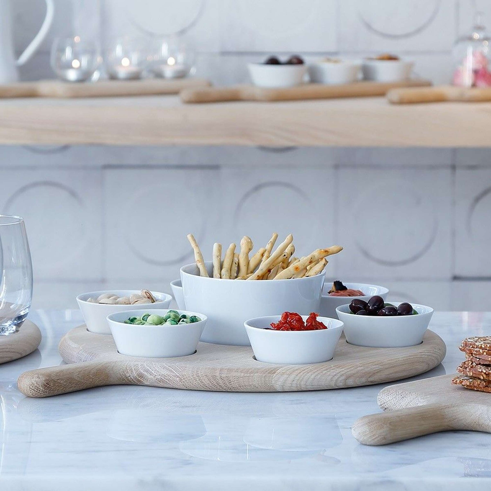 L.S.A. Paddle Wodka Set met Serveerplank Set van 6 Stuks Assorti