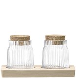 L.S.A. Gio Line Voorraadpot 8,5 cm met Serveerplank Set van 2 Stuks