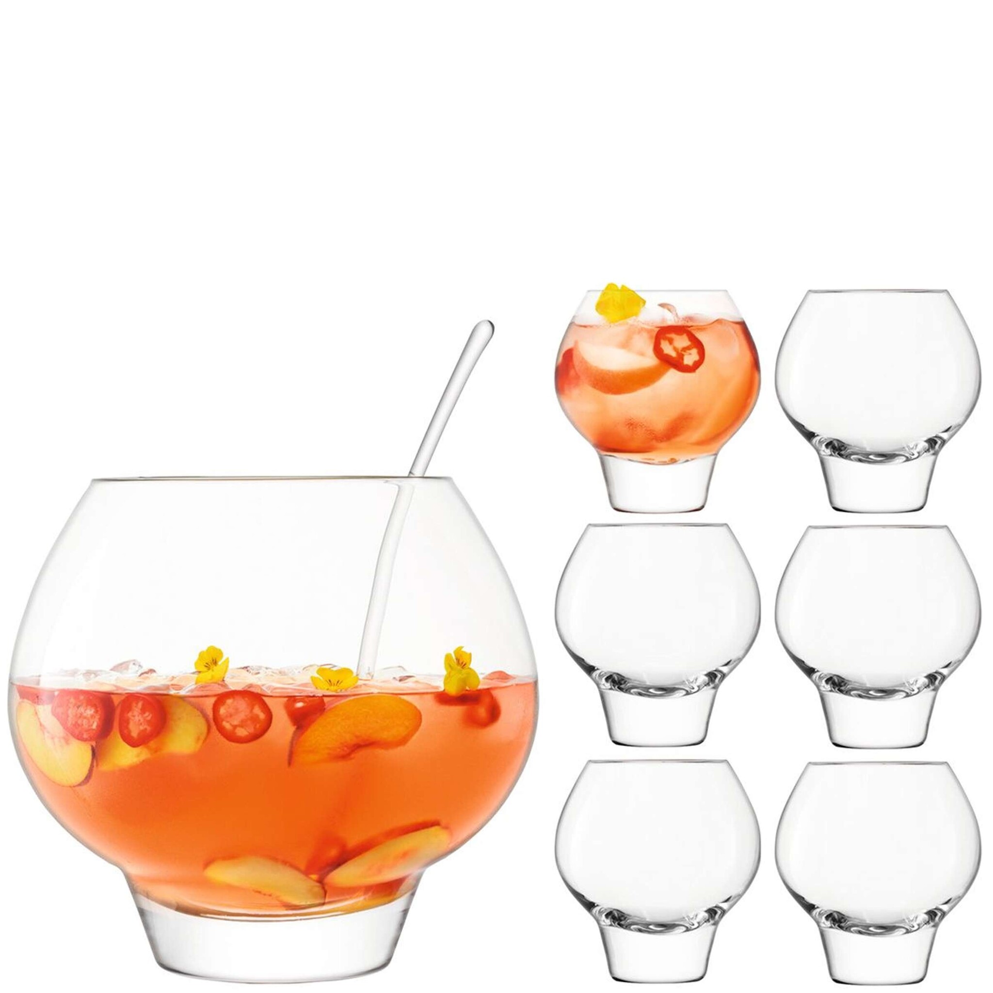 L.S.A. Rum-Punschschale mit Rum-Glas 6-teiliges Set
