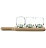 L.S.A. Paddle Theelicht Houder Set met Serveerplank Set van 3 Stuks