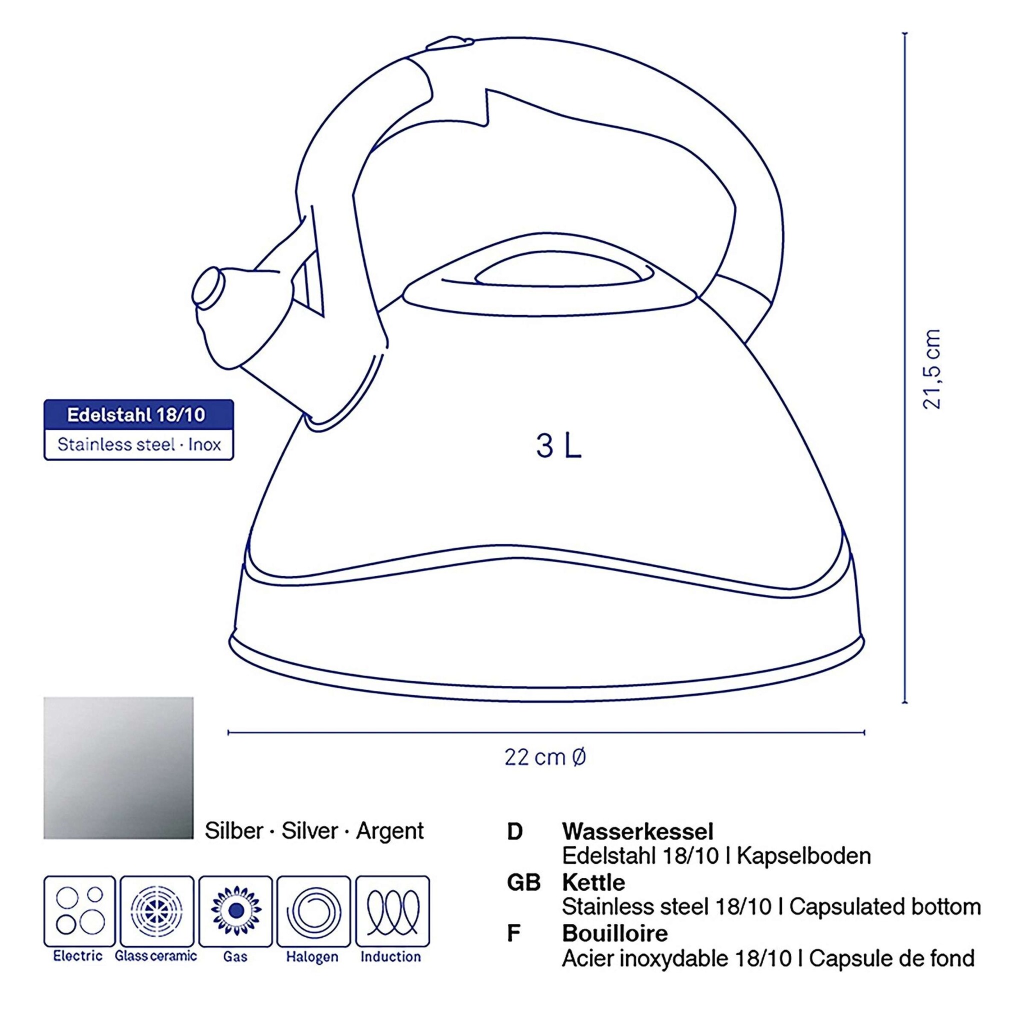 Kela Keuken Varus Fluitketel 3 liter