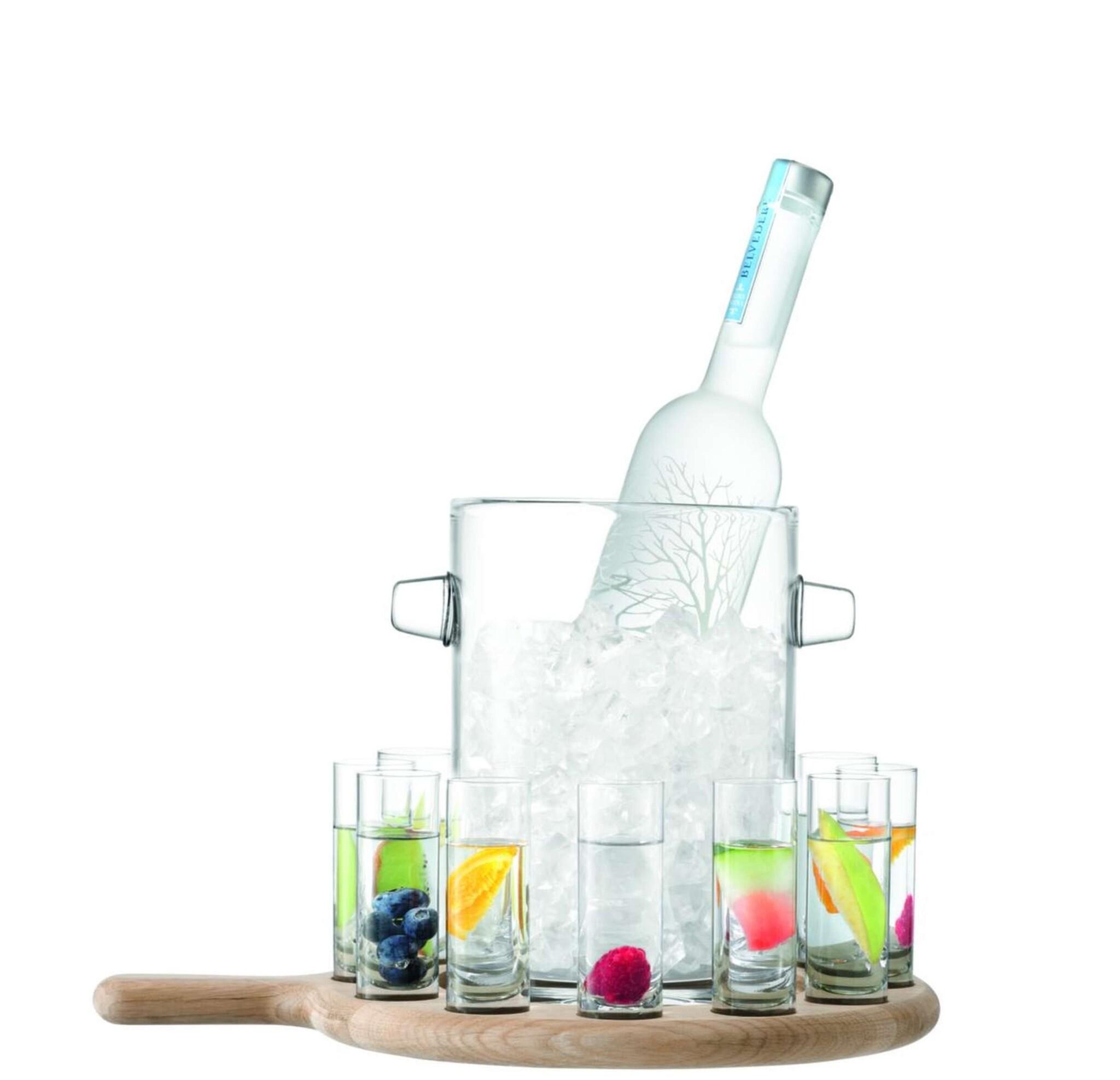 L.S.A. Paddle Wodka Set met Serveerplank en Ijsemmer Set van 13 Stuks