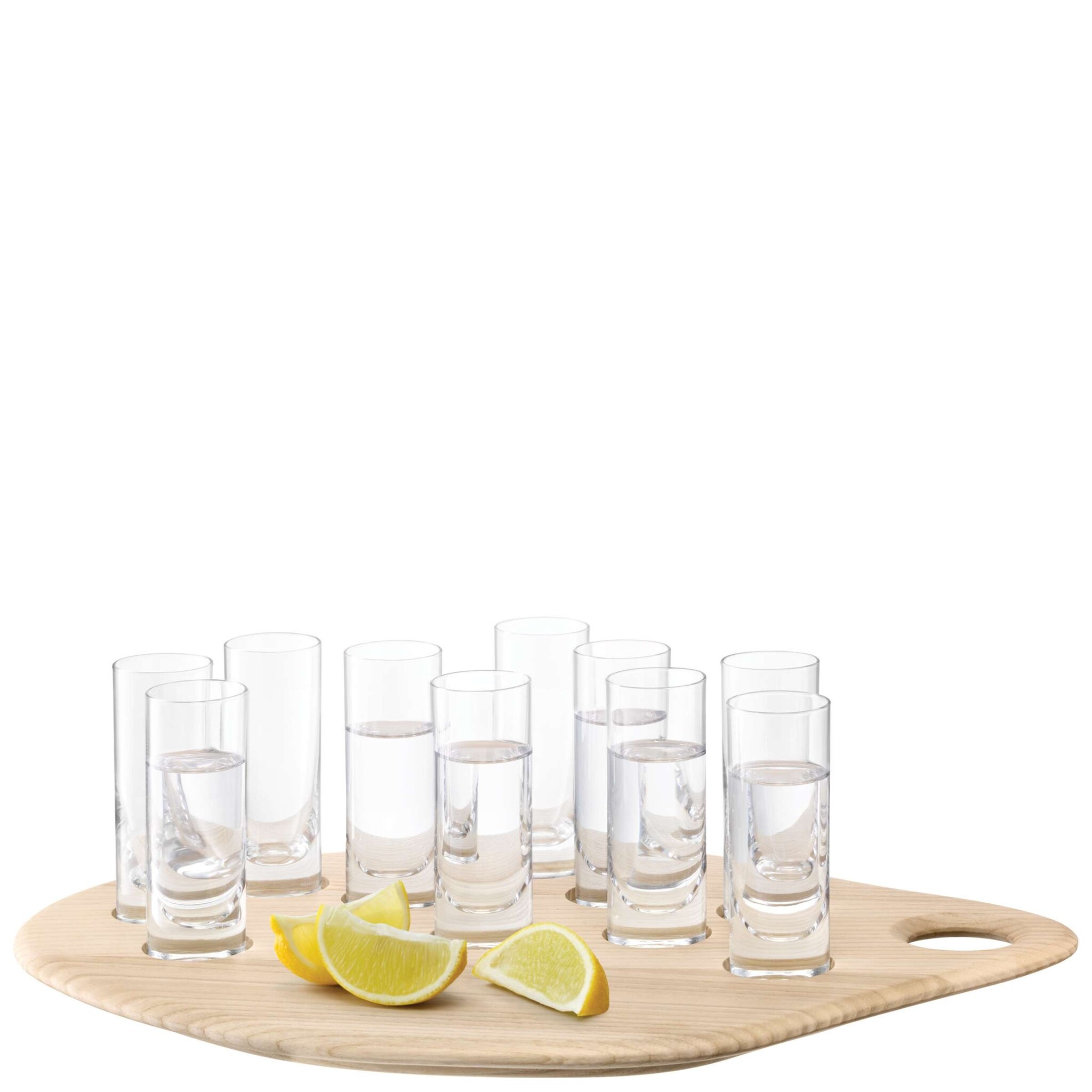 L.S.A. Palette Shotset 10 Glazen met Onderbord Hout