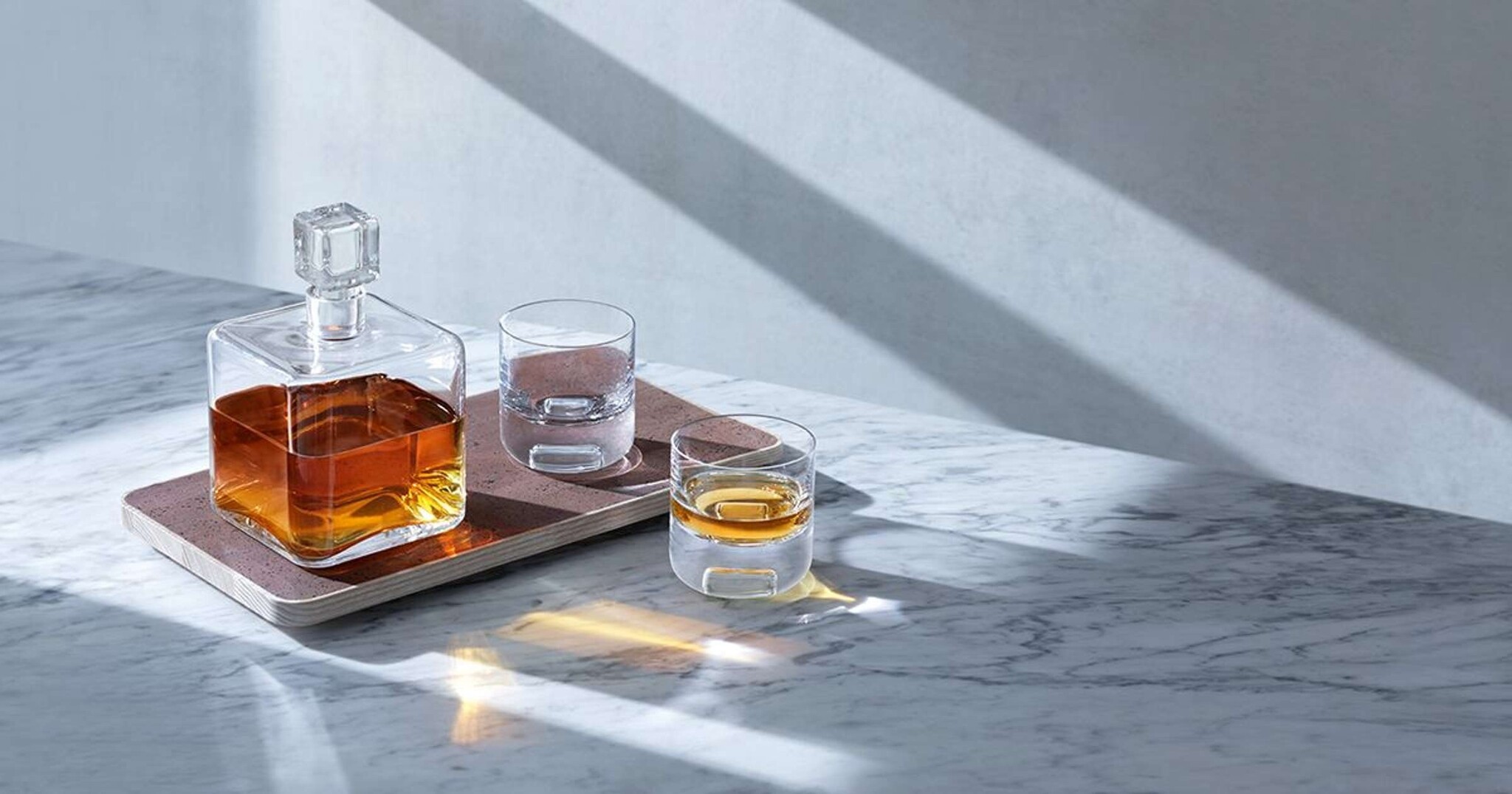 L.S.A. Cask Whisky Connoisseur Set met Dienblad Set van 3 Stuks