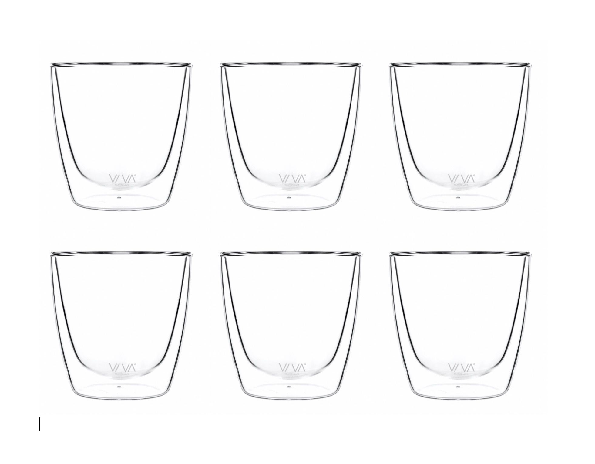 Viva Lauren Glas Dubbelwandig 220 ml Set van 6 Stuks