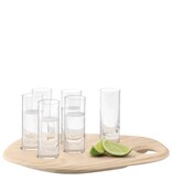 L.S.A. Palette Shotset 6 Glazen met Onderbord Hout