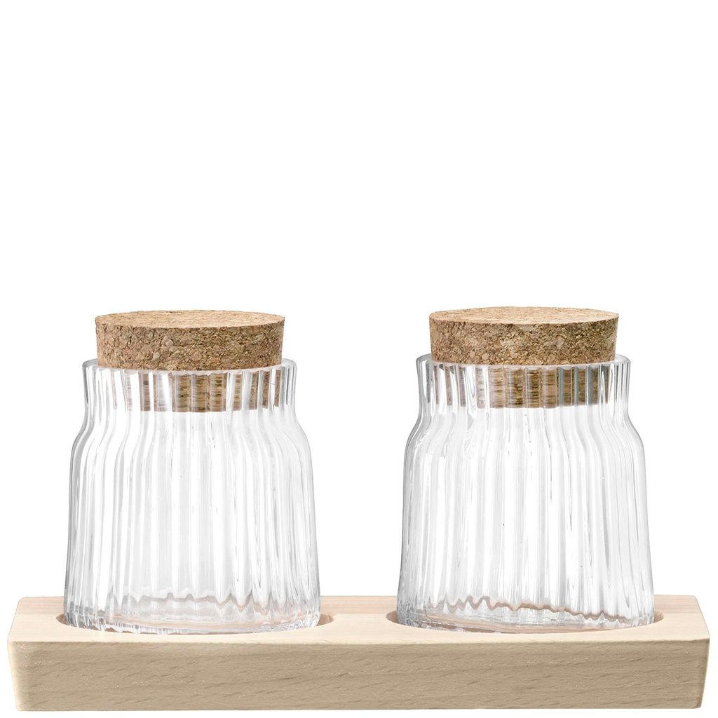 L.S.A. Gio Line Voorraadpot 8,5 cm met Serveerplank Set van 2 Stuks