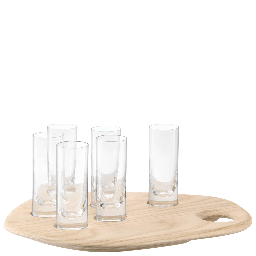 L.S.A. Palette Shotset 6 Glazen met Onderbord Hout