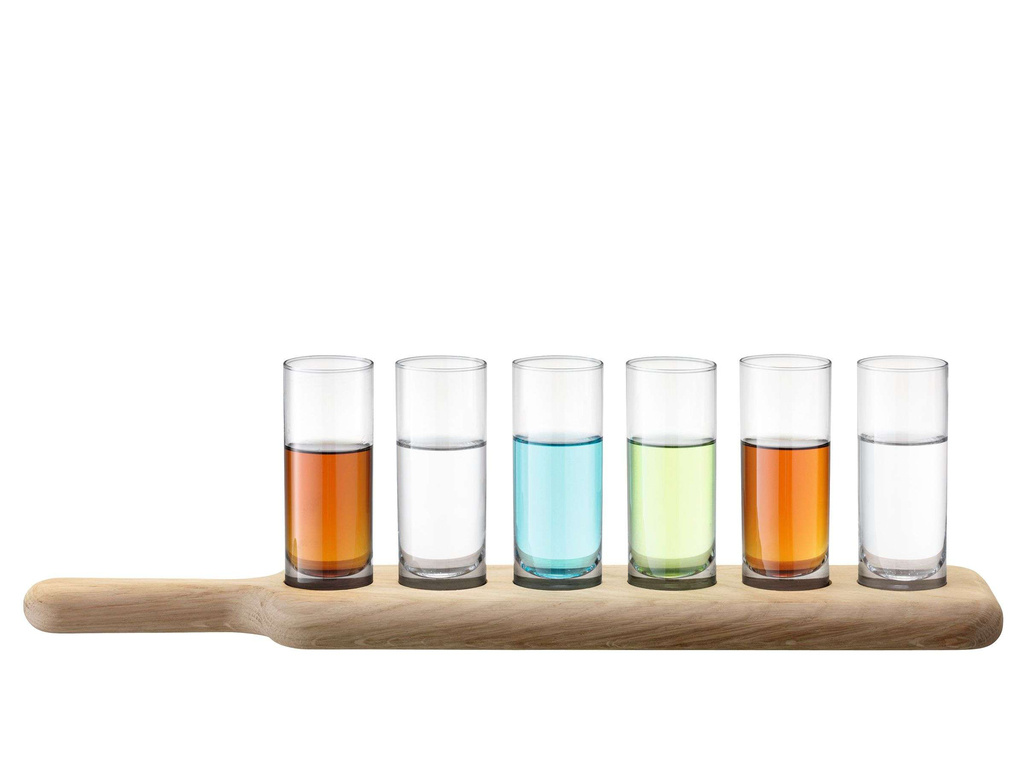 L.S.A. Paddle Wodka Set met Serveerplank Set van 6 Stuks