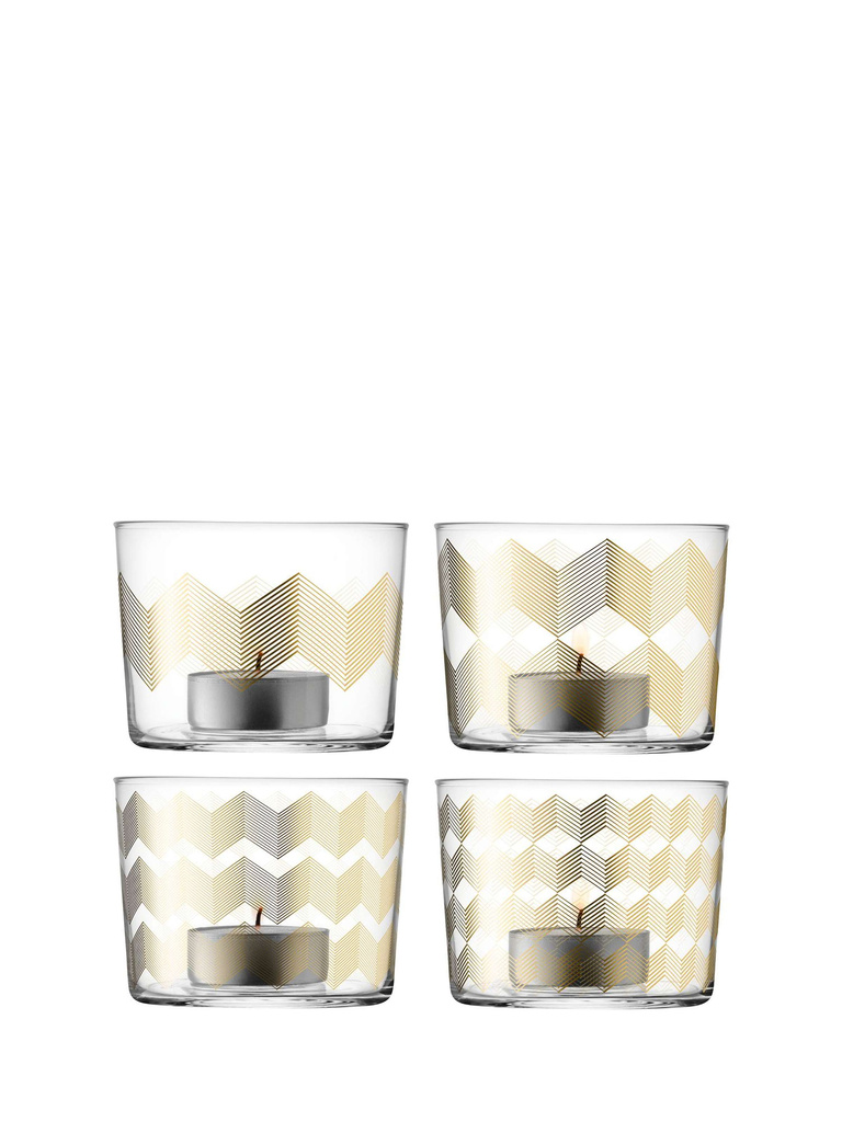 L.S.A. Chevron Theelicht Houder 6 cm Set van 4 Stuks